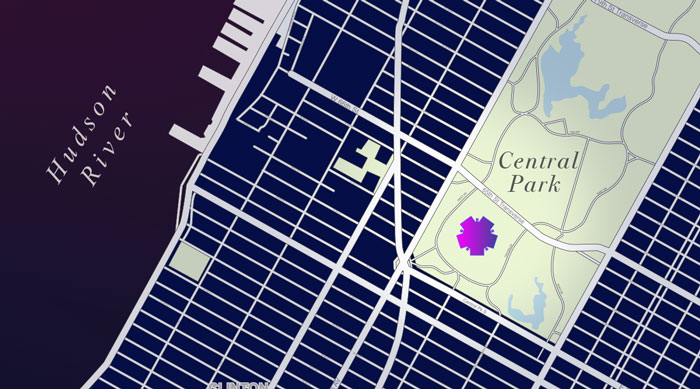 Vertikal Metaverse location over Central Park in New York