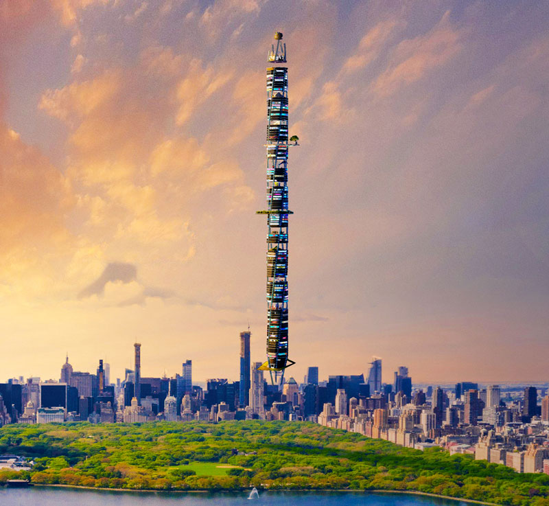 Vertikal Metaverse floating over Central Park in New York